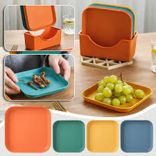 10Pcs Multi-function Spit Bone Dish Household Food Grade Plastic Spit Bone Dish Round Square Set Dining Table Garbage Plate