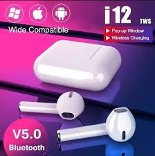Mini Headphones Wireless Bluetooth 5.0 i12 Tws EarbudsTouch Control Earphones Headsets for Iphone Samsung Xiaomi Huawei For iOS And Android - White